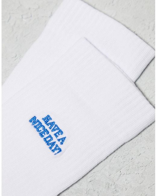 ASOS White Socks With Have A Nice Day Slogan for men