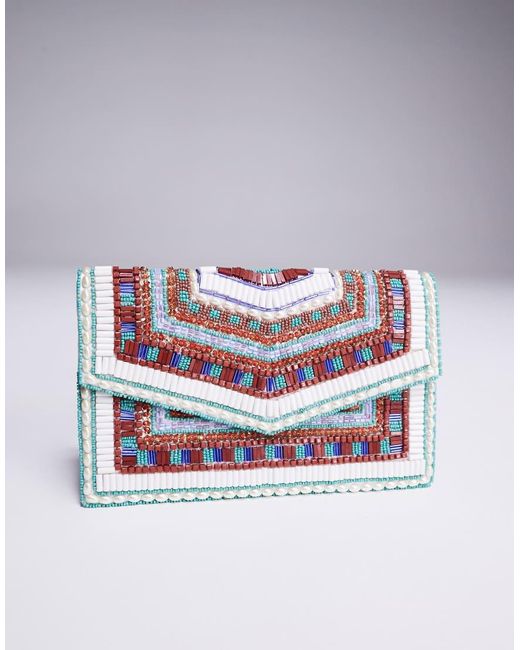 True Decadence Envelop Clutch Met Kralen in het Multicolor