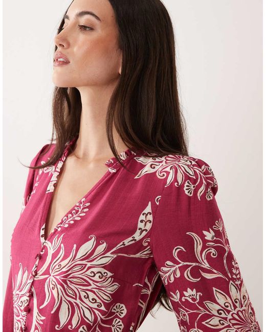 New Look Red Floral Flippy Mini Dress