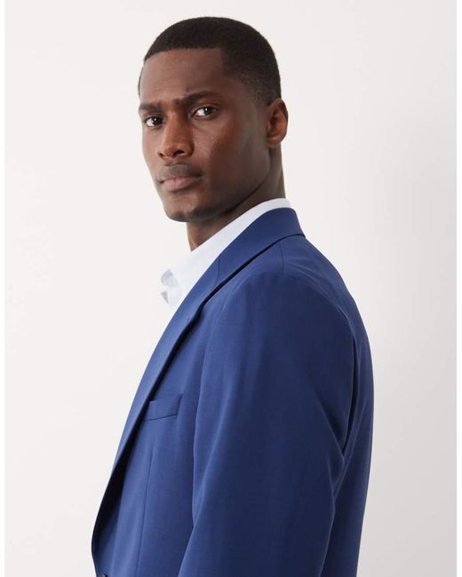 ASOS Blue 100% Summer Wool Slim Suit Jacket for men