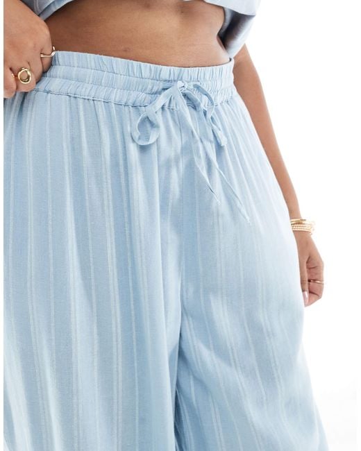 Pieces Plus Blue Pieces Curve Wide Leg Trousers Co-ord