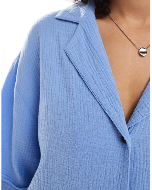 ASOS Blue Cheesecloth Shirt Co-ord