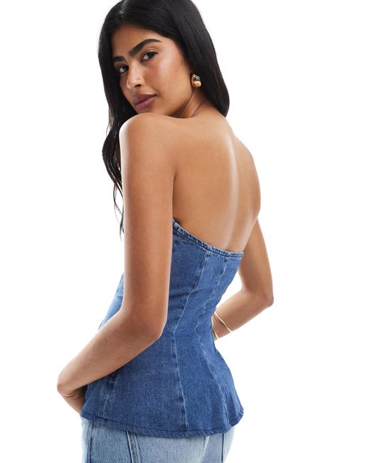 ASOS Blue – trägerloses oberteil aus denim