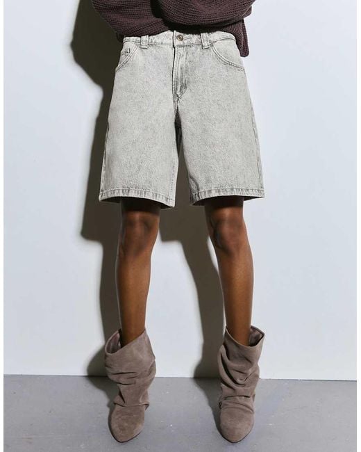 Bershka Gray baggy Denim Shorts