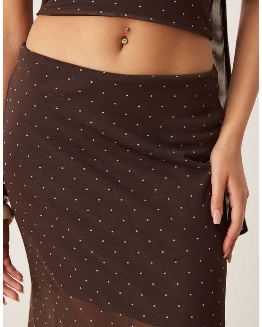 ASOS Natural Co-ord Mesh Spot Maxi Skirt