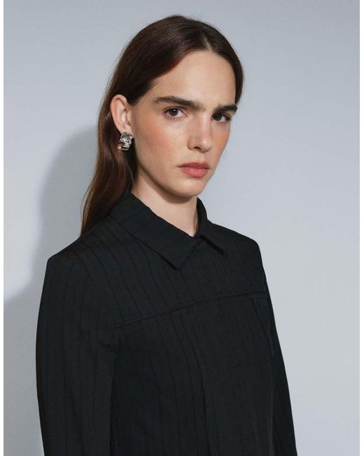 Weekday Gray Co-ord Hook And Eye Shirt