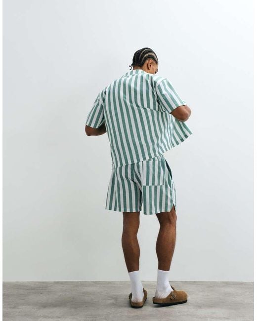 Prohibited Green Coastline Stripe Shorts for men