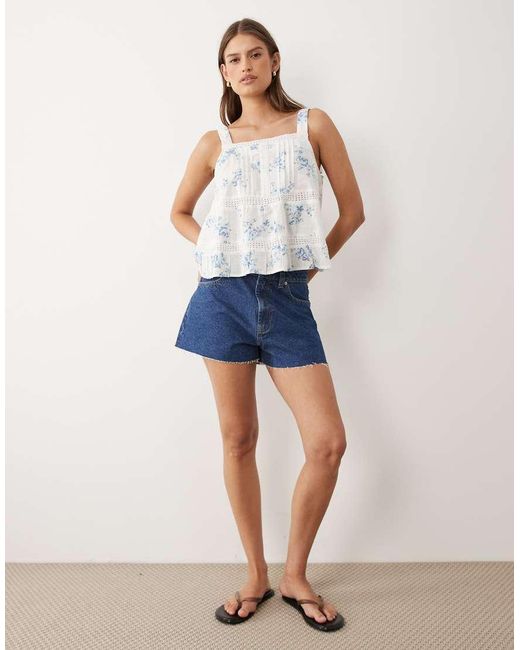 Wednesday's Girl White Wednesdays Girl Floaty Lace Tiered Smock Top