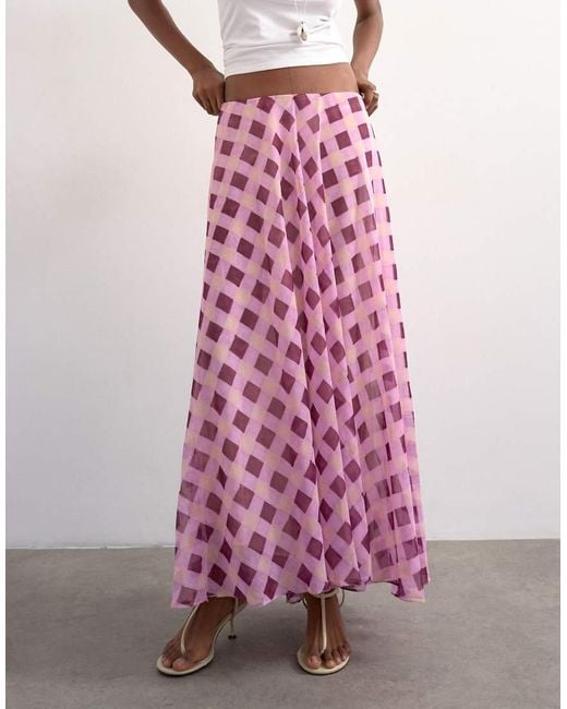TOPSHOP Pink Sheer Full Circle Chiffon Skirt