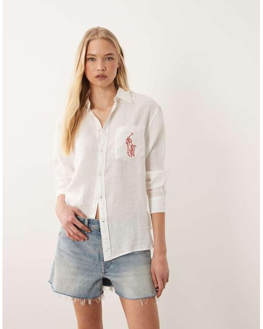 Polo Ralph Lauren White Linen Sport Shirt