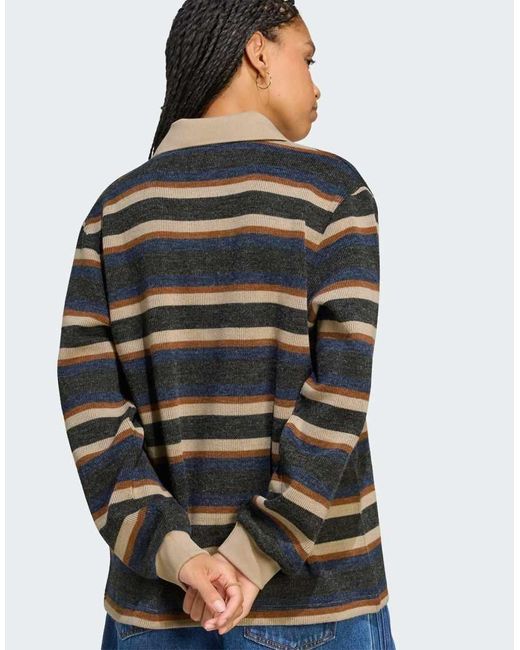 Adidas Originals Black Stripe Knitted Polo Top