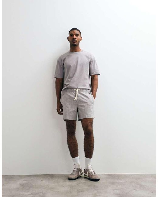 Hollister White Cotton Linen Mix Pull On Shorts for men