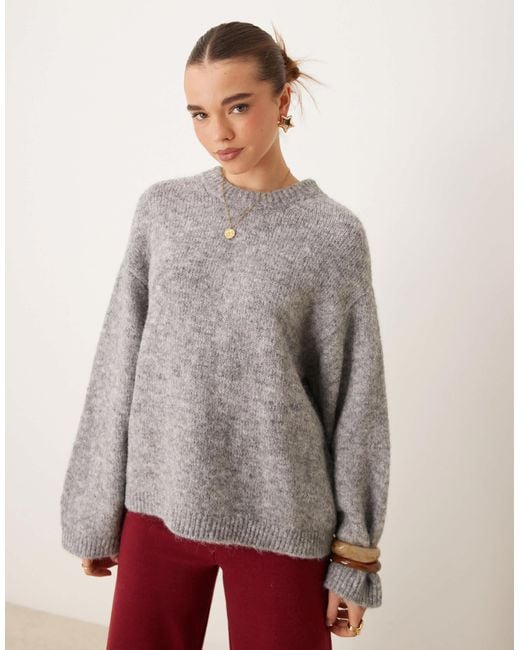 Gina Tricot Gray Super Soft Knit Oversized Sweater