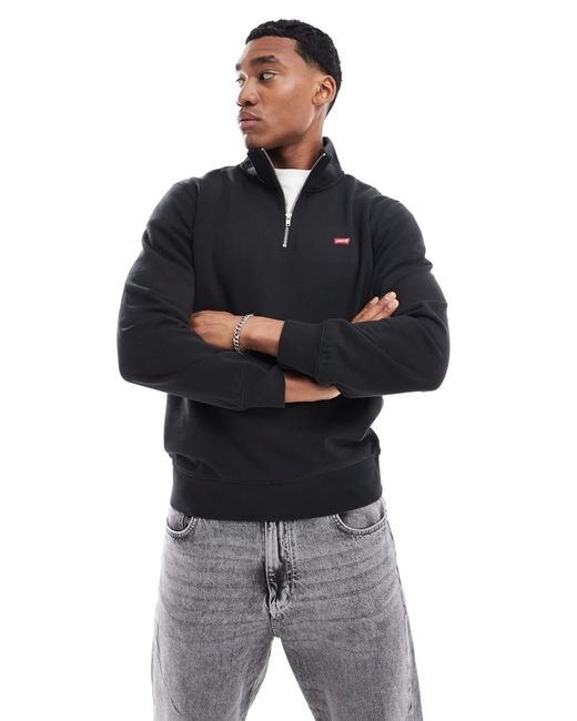 Levi's – the original hallmark – es sweatshirt mit kurzem reißverschluss und logo in Blue für Herren