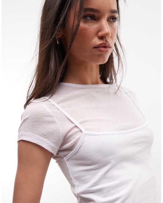 Collusion Brown Short Sleeve Double Layer Tshirt