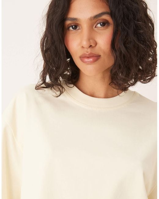 Gina Tricot Natural Short Sleeve Boxy Tee
