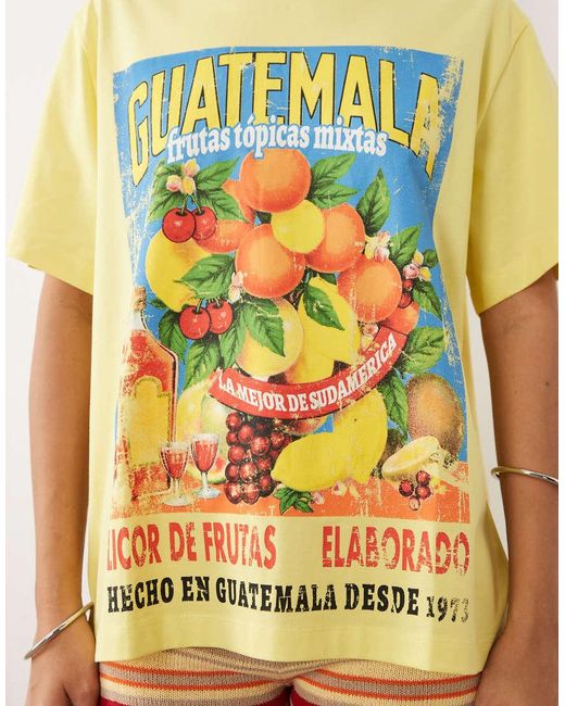 ASOS Yellow Oversized T-shirt With Vintage Guatemala Fruit Graphic