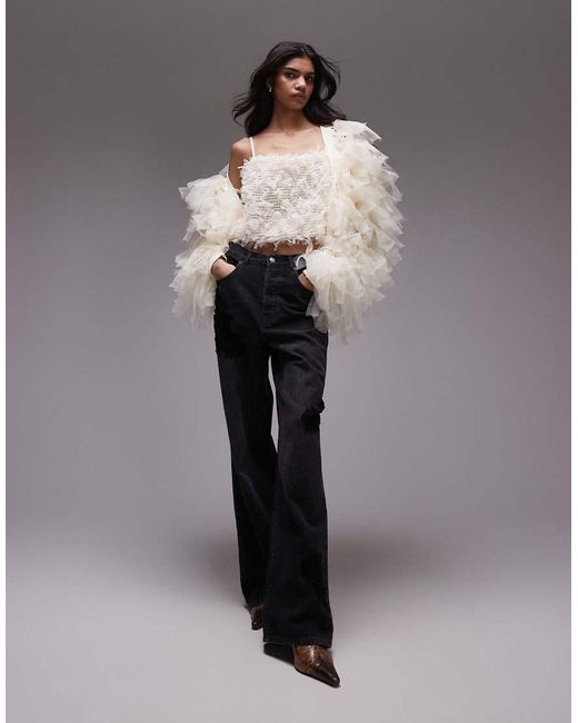 TOPSHOP Cami Met Gedrapeerde Halslijn En Bandjes in het Gray