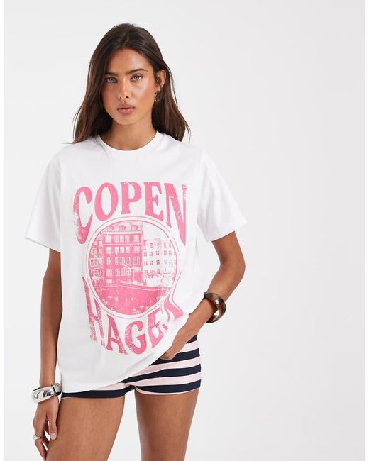 ASOS Pink Regular Fit Tee With Copenhagen Graphic