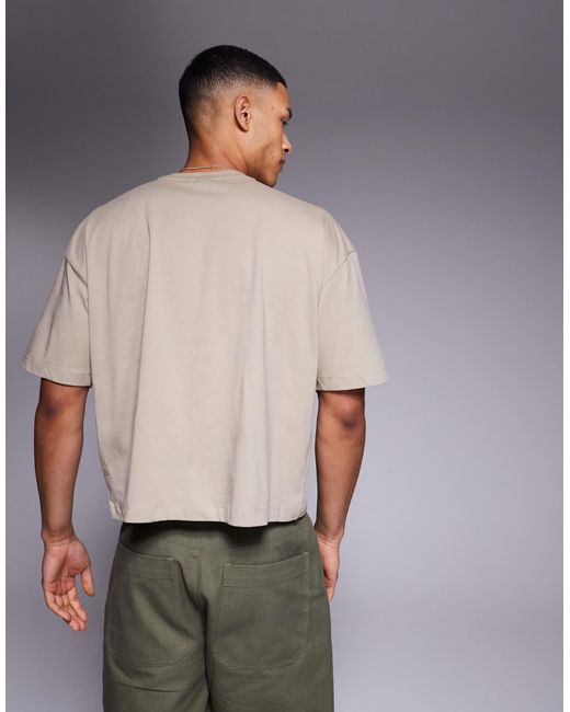 ASOS Gray Boxy Oversized Graphic Tee With Text Graphic for men