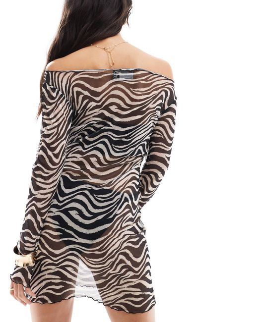ASOS Multicolor Beach Mesh Long Sleeved Mini Dress