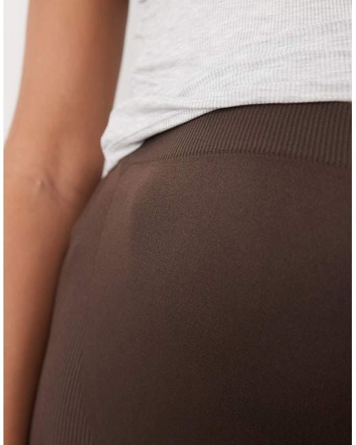 4505 Brown Maternity Seamless Baby Rib High Waist Gym Leggings