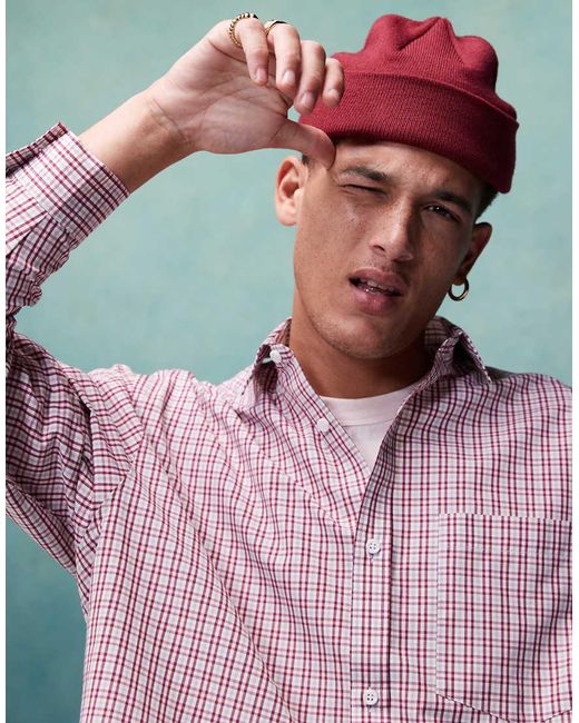 Camicia Oversize Squadrata A Quadri Rossi di ASOS in Red da Uomo
