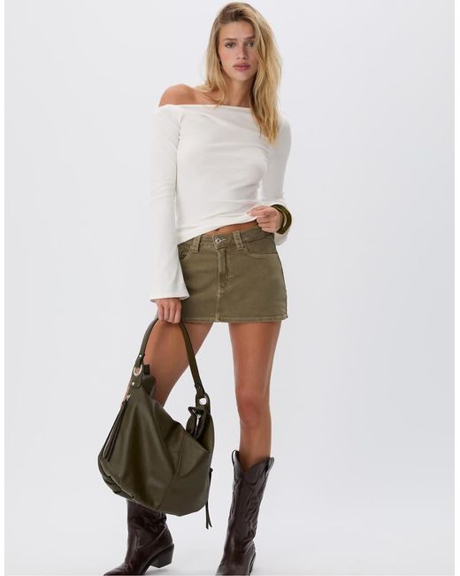 Stradivarius White D62 Denim Skort