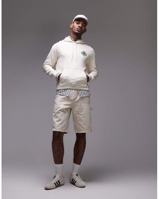 Felpa Con Cappuccio Bianca Con Stampa Sul Petto E Sul Retro di Lacoste in Gray da Uomo