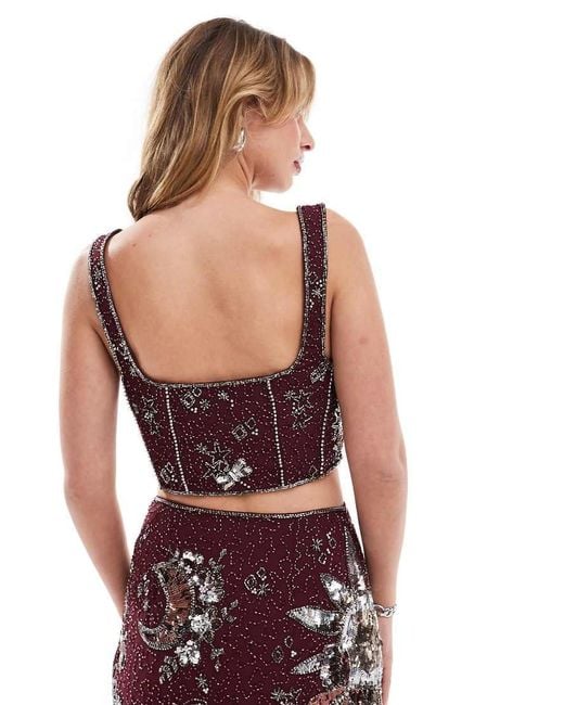 Top Con Diseño Celestial De Abalorios Y Lentejuelas De (Parte De Un Conjunto)-Rojo ASOS de color Red