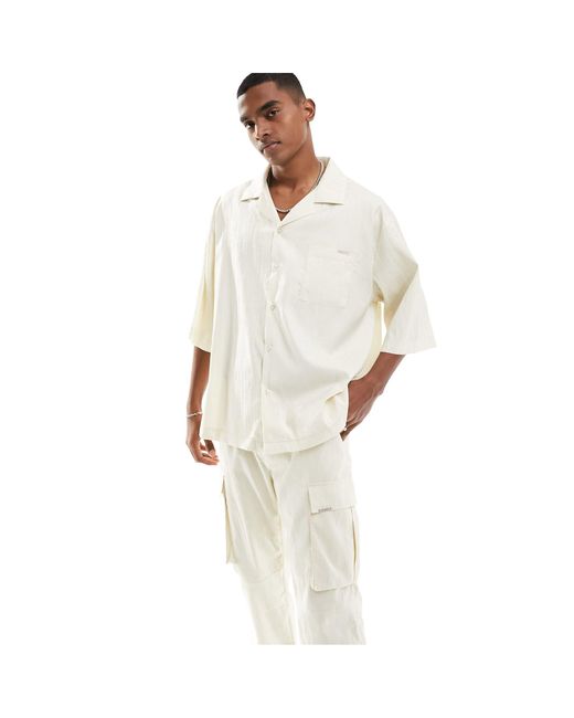 Sixth June White Co-ord Textured Short Sleeve Shirt for men