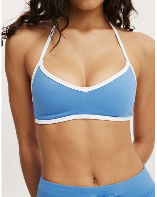 Cotton On Blue Ultra Soft Halter Open Back Crop