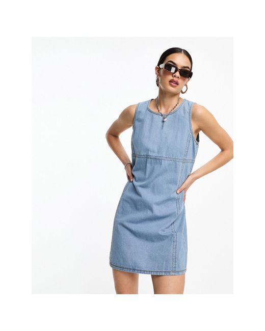 ONLY Denim Pinafore Dress in Blue | Lyst Canada