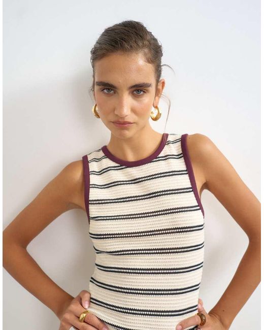 TOPSHOP Brown Striped Sleeveless Co-ord Tank Top