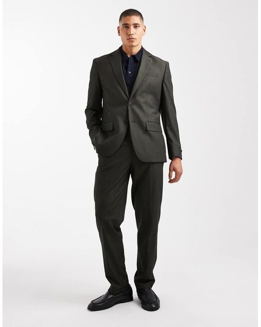 Jack & Jones Gray Regular Fit Wool Blend Suit Jacket for men