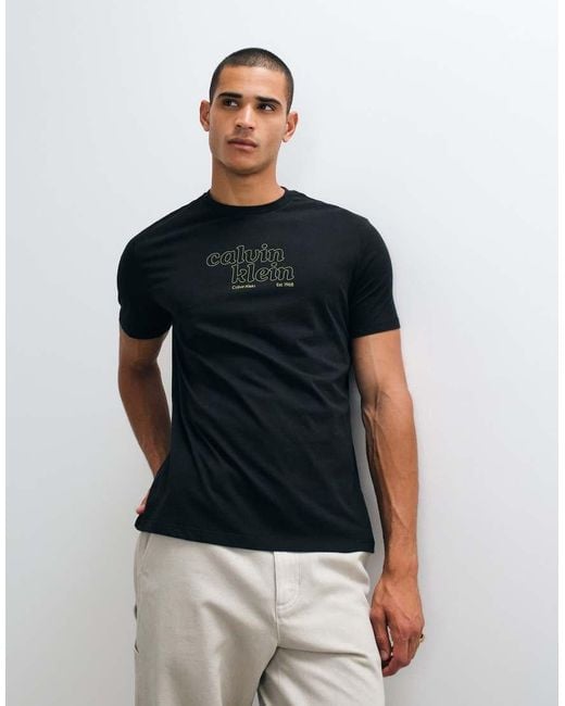 Calvin Klein Black Centre Logo Graphic T-Shirt