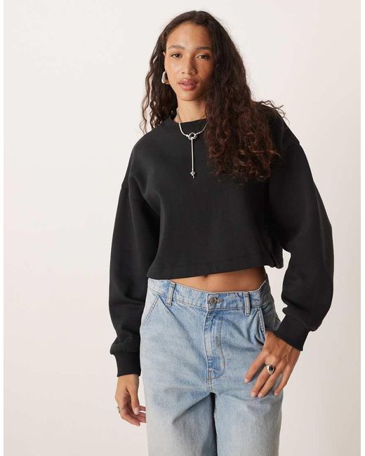 JJXX Cropped Oversized Sweatshirt in het Black