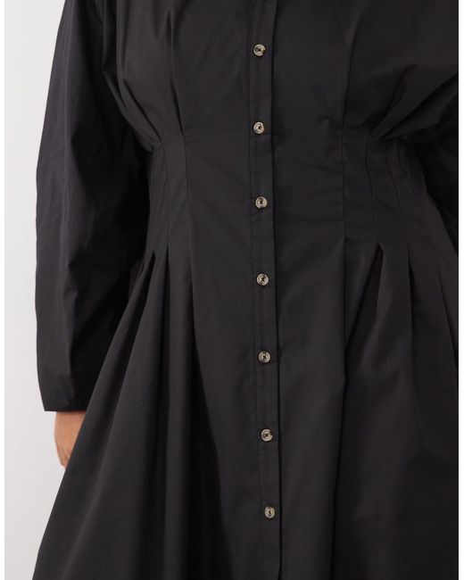 ASOS Black Asos Design Curve Cinched Detail Maxi Shirt Dress