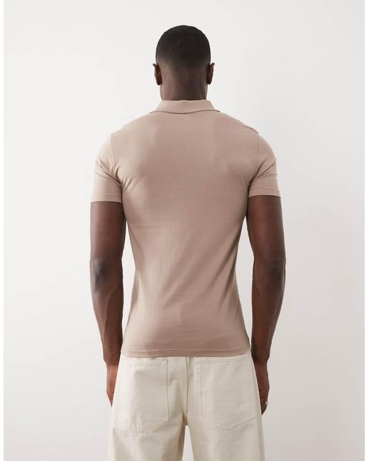 ASOS Natural Premium Supima® Cotton Slim Fit Polo for men