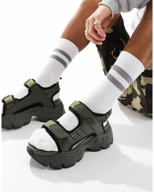 Buffalo Green Binary Track Sandals for men