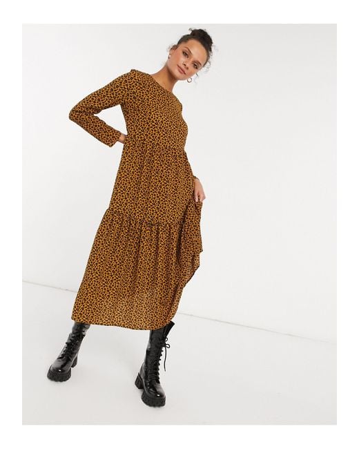 tiered smock midi dress