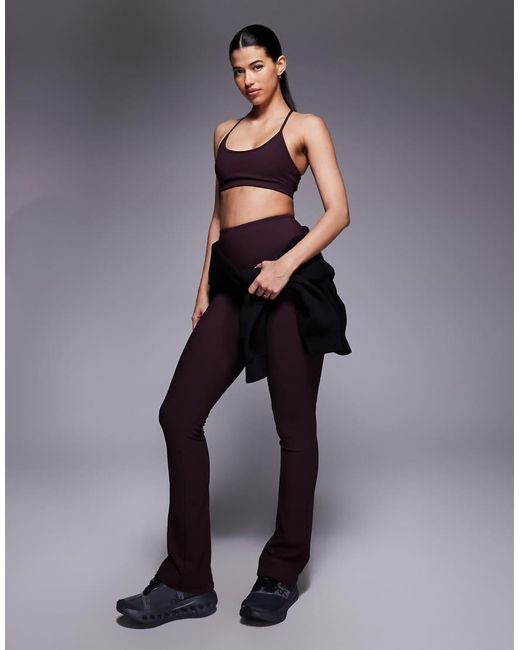 4505 Purple Micro Rib Light Support Strappy Sports Bra With Removeable Padding