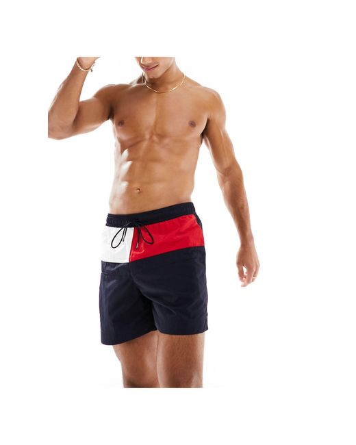 Tommy Hilfiger Red Core Flag Medium Drawstring Swim Short for men