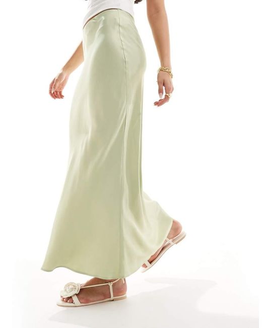 Stradivarius White Satin Midi Skirt
