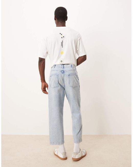 ASOS – lässige karottenjeans mit bundfalten und bleach-waschung in White für Herren