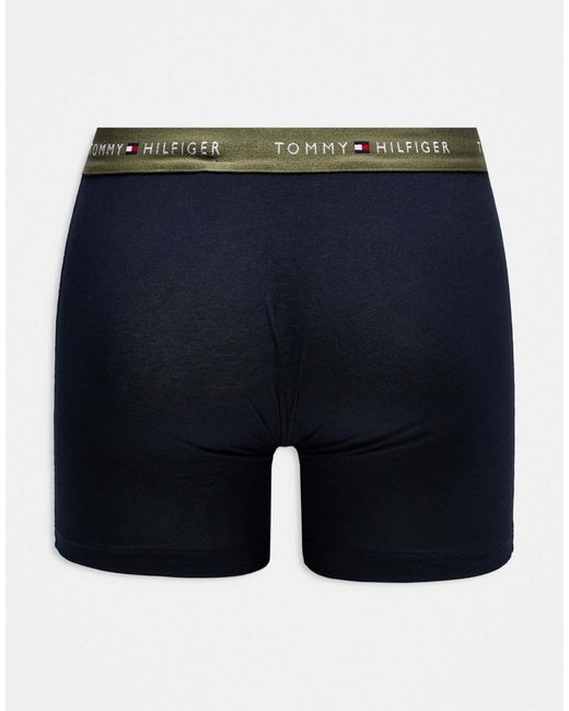 Tommy Hilfiger Blue Signature Cotton Essentials 3 Pack Boxer Briefs for men