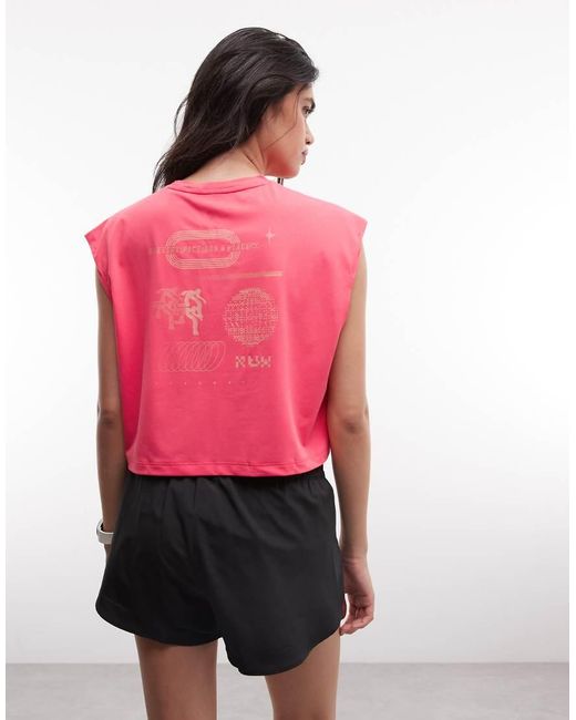 Adidas Originals Pink Adidas Running Ar Cropped T-shirt With Backprint