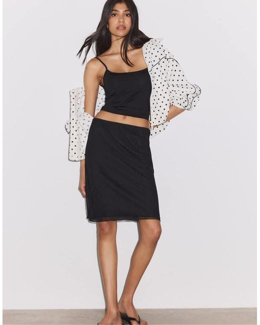 Stradivarius Blue Tulle Midi Skirt