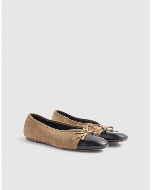 River Island White Toe Cap Bow Ballet Pumps