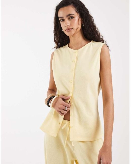 ASOS Natural Textured Crew Neck Vest